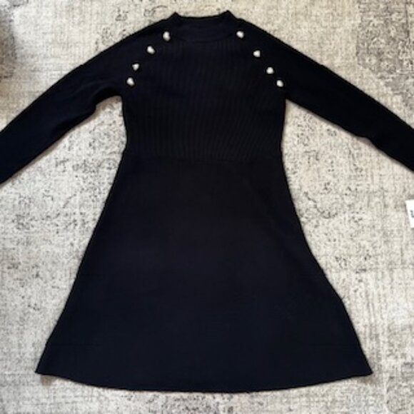 NWT Rare Editions Winter Frost Long Sleeve Black Dress Girls 12 - Picture 1 of 12